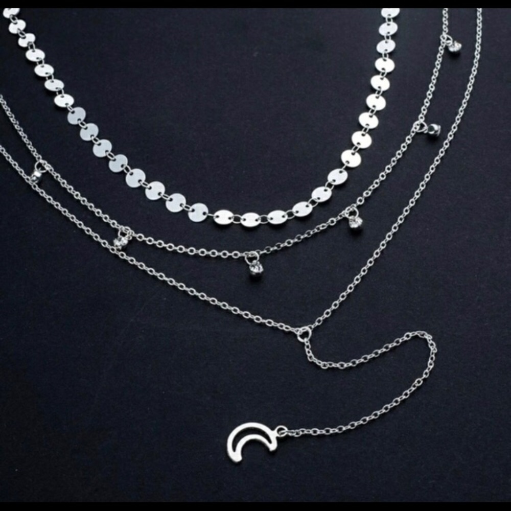 EYEPOPSUPPLY: Three layer moon pendant necklace - Picture 4 of 4